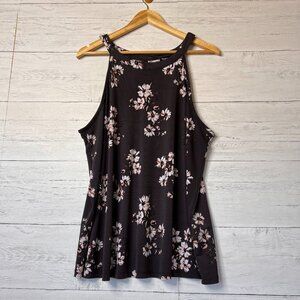 Torrid Tank Womens Size 1 Studio Knit High Neck Keyhole Back Floral Lightweight